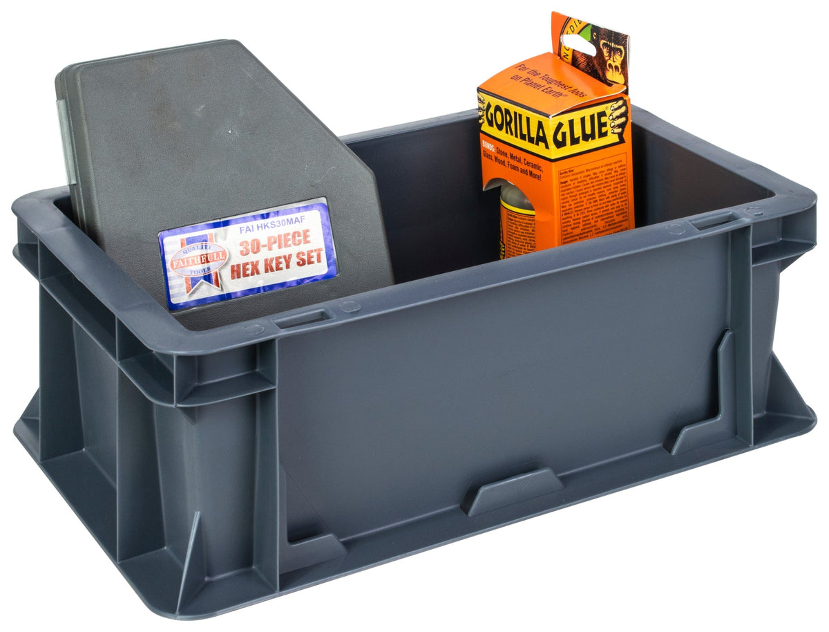 Grey Euro Stacking Containers - Various Sizes, 5L (Pack of 10) 300 x 200 x 120mm, Filstorage