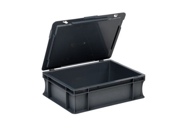 Grey Euro Stacking Containers Hinged Lids (10 Pack), EURO CONT 400x300MM- PK 10, Filstorage