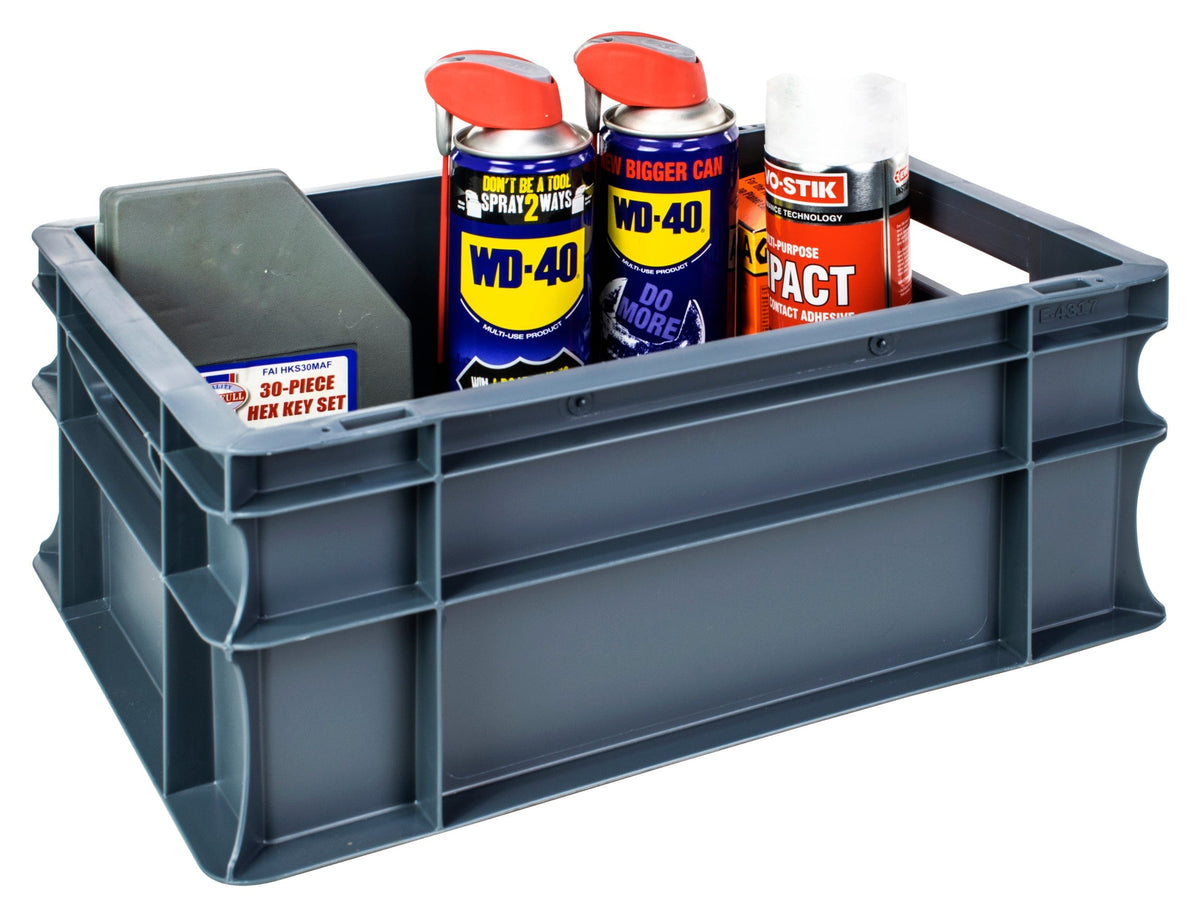 Grey Euro Stacking Containers - Various Sizes, 15L (Pack of 5) 400 x 300 x 170mm, Filstorage