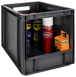 Open Front Euro Stacking Containers 25L 270mm H x 300mm W x 400mm D, 30L (Pack of 5) 400 x 300 x320mm, Filstorage