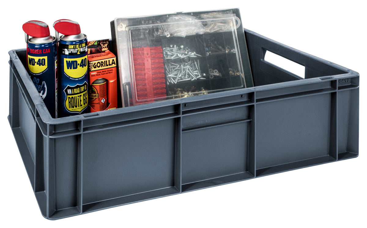 Grey Euro Stacking Containers - Various Sizes, 30L (Pack of 2) 600 x 400 x 170mm, Filstorage