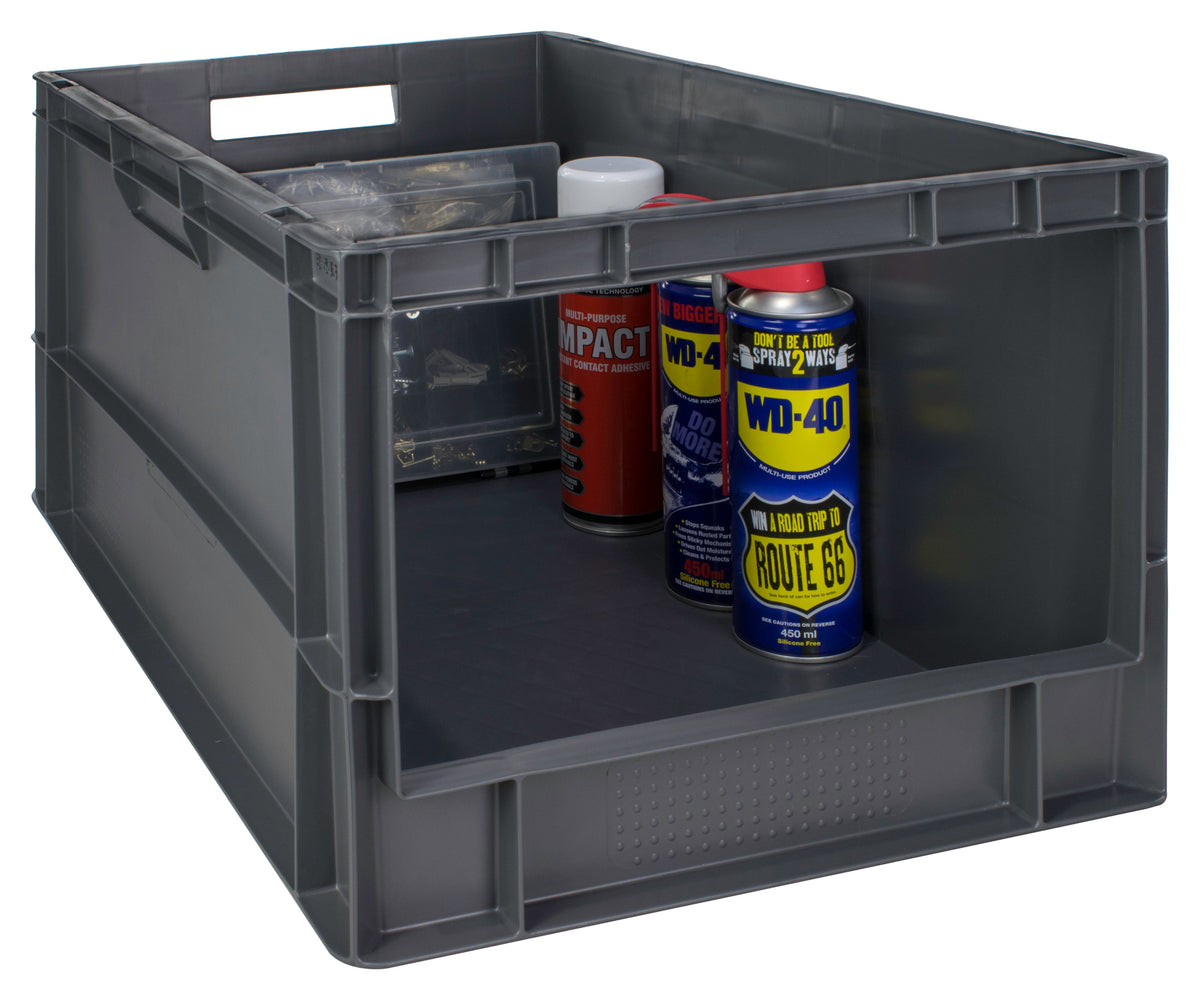 Open Front Euro Stacking Containers 25L 270mm H x 300mm W x 400mm D, 60L (Pack of 2) 600 x 400 x 320mm, Filstorage