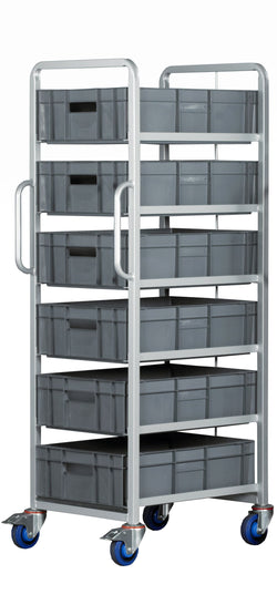 Euro Stacking Container Tray Trolleys 1500mm H x 700mm W x 470mm D, 6 Tier Trolley Only, Filstorage