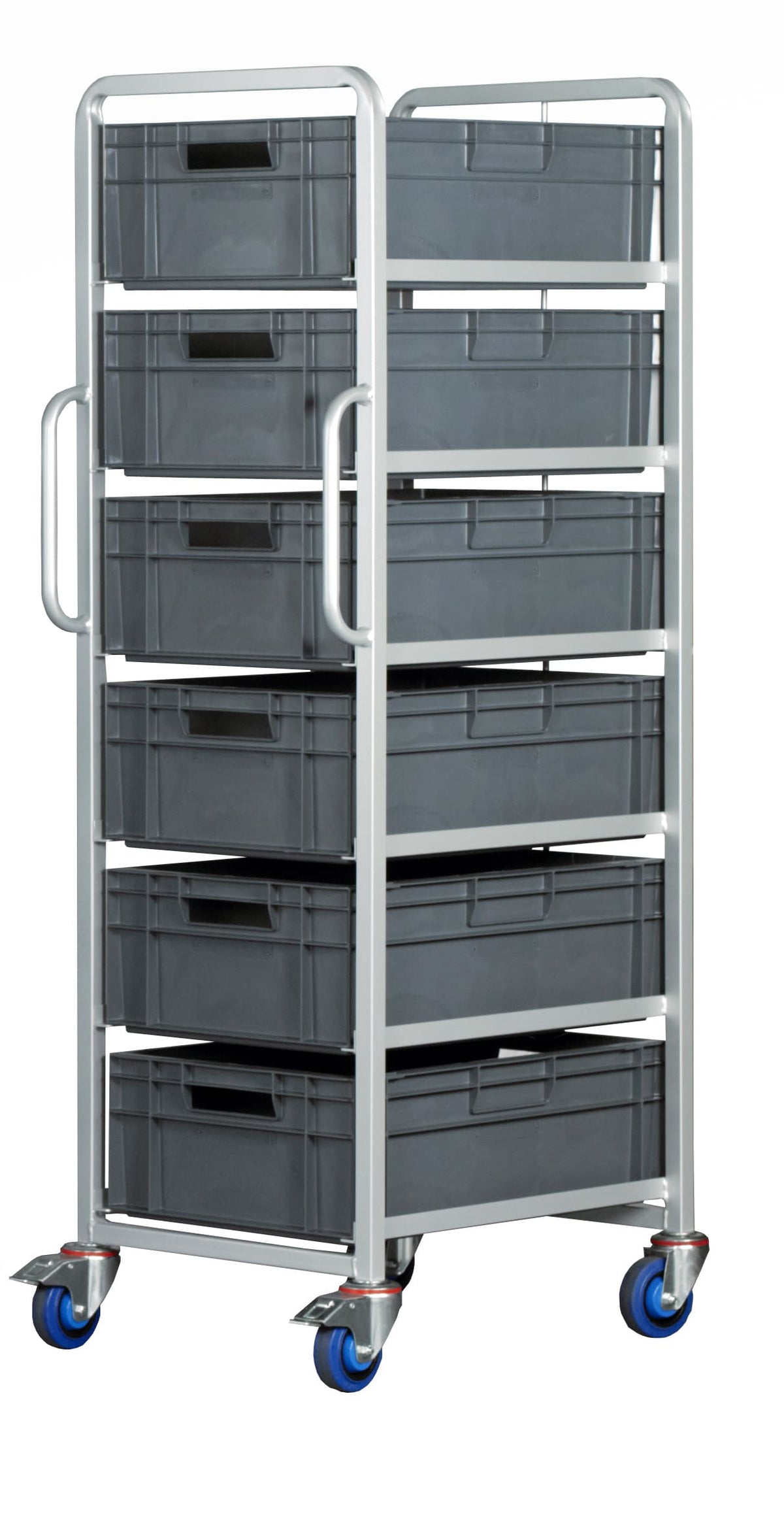 Euro Stacking Container Tray Trolleys 1500mm H x 700mm W x 470mm D, 6 Tier Trolley Only, Filstorage