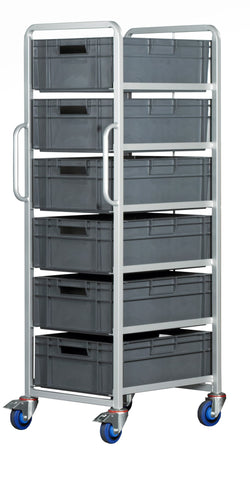 Euro Stacking Container Tray Trolleys 1500mm H x 700mm W x 470mm D, 6 Tier Trolley Only, Filstorage