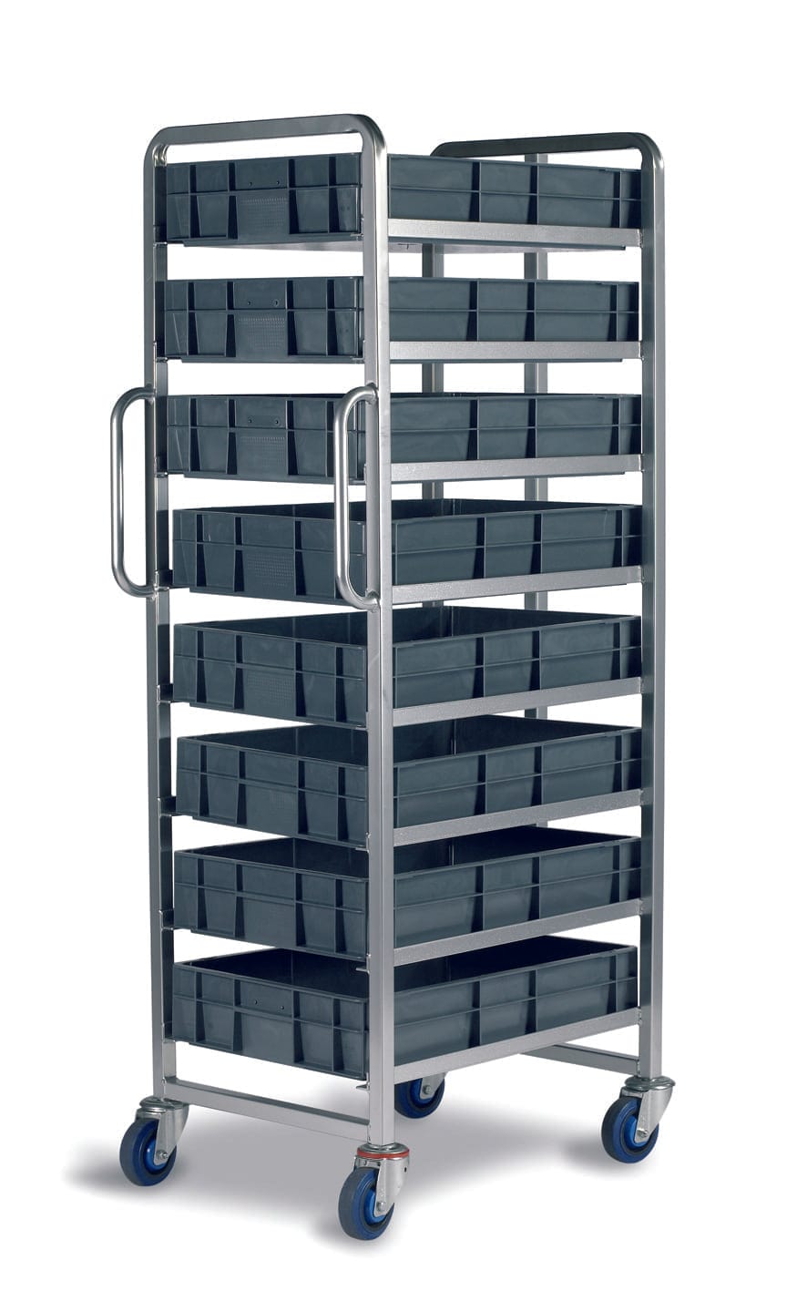 Euro Stacking Container Tray Trolleys 1500mm H x 700mm W x 470mm D, 6 Tier Trolley Only, Filstorage