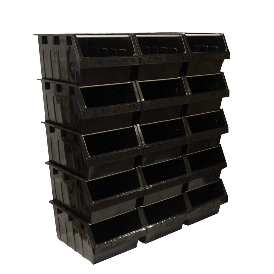 Black Container Pick Wall - 15 Supra Bins, 15 x FBSUPRA 8 Black, Filstorage