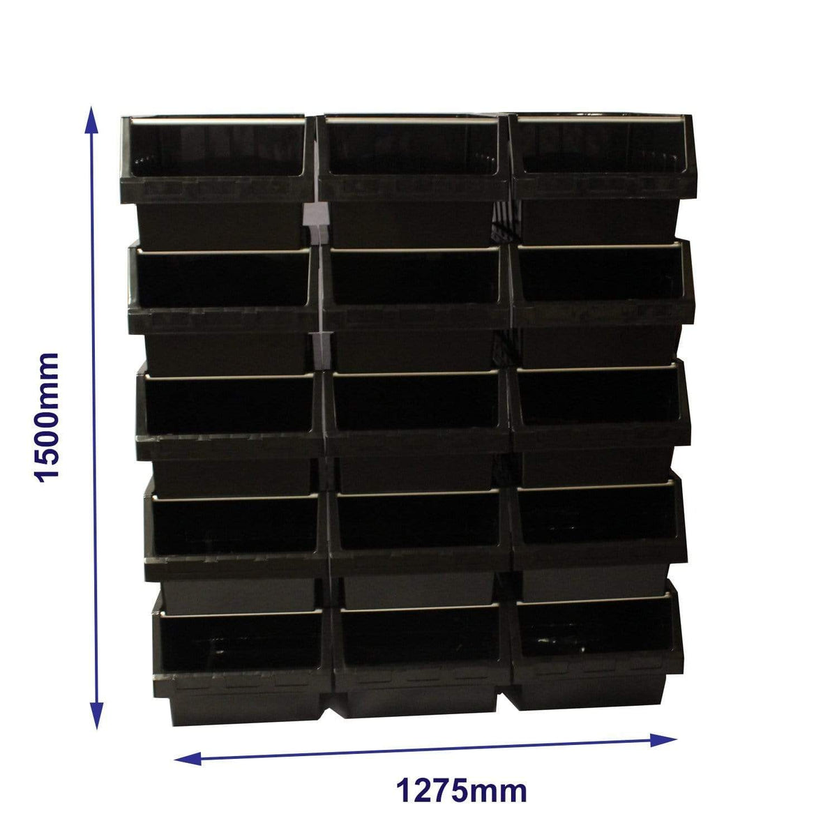 Black Container Pick Wall - 15 Supra Bins, 15 x FBSUPRA 8 Black, Filstorage
