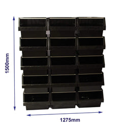Black Container Pick Wall - 15 Supra Bins, 15 x FBSUPRA 8 Black, Filstorage