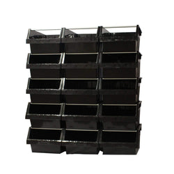 Black Container Pick Wall - 15 Supra Bins, 15 x FBSUPRA 8 Black, Filstorage