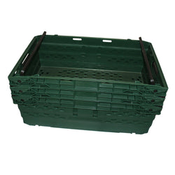 10 x Supermarket Bale Arm Crate (35L), Green, Filstorage