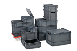 Grey Euro Stacking Containers - Various Sizes, 5L (Pack of 10) 300 x 200 x 120mm, Filstorage