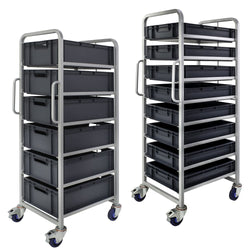 Euro Stacking Container Tray Trolleys 1500mm H x 700mm W x 470mm D, 6 Tier Trolley Only, Filstorage