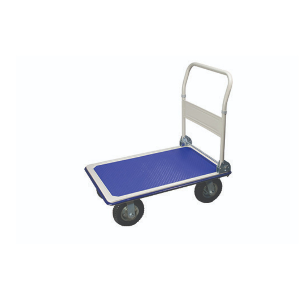 Flat bed truck with pneumatic wheels for rough terrain
