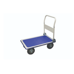 Flat bed truck with pneumatic wheels for rough terrain