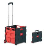 Folding box truck in red and black with extendable handle