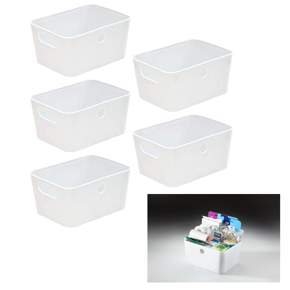 Type 1 Small Plastic Storage Box Organiser Container (pack of 5) 1.7L, Brilliant White, Filstorage