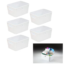 Type 1 Small Plastic Storage Box Organiser Container (pack of 5) 1.7L, Brilliant White, Filstorage