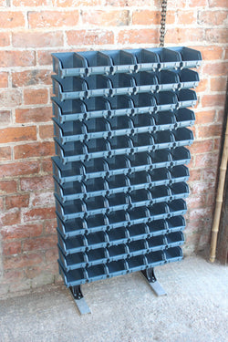Freestanding Louvre Panel Parts Storage Bin Rack with 72 Bins 1250mm H, T302, Filstorage