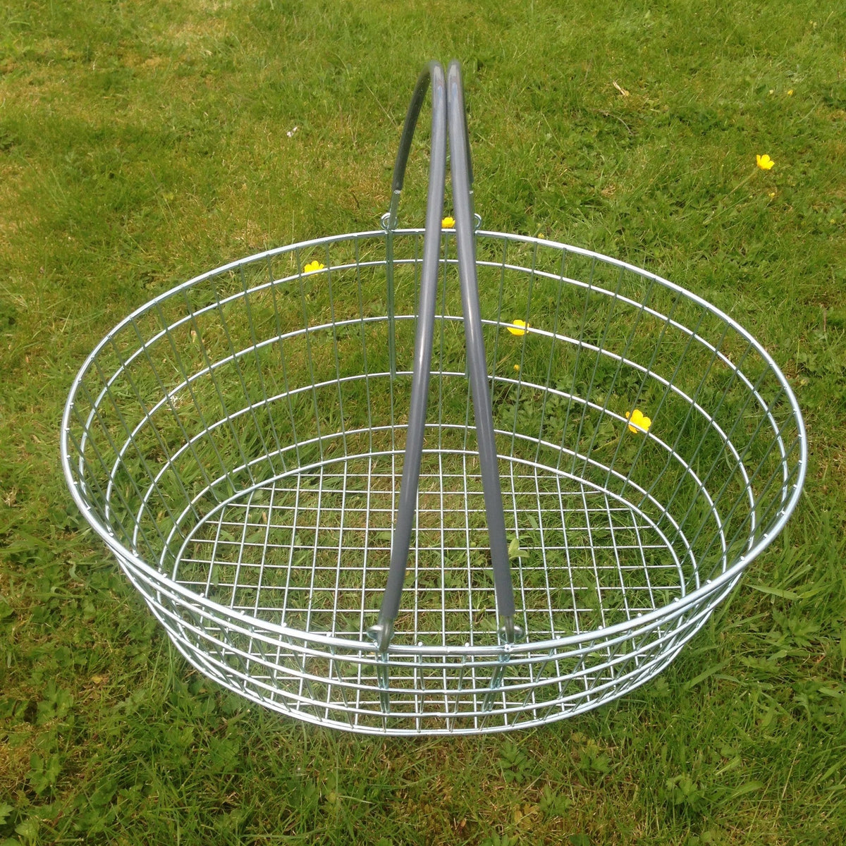 Oval Wire Shopping Basket - Grey Handle, Grey / 1, Filstorage