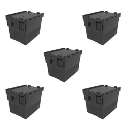 Loadhog 306 Heavy Duty Plastic Storage Container with lid (25 Litres), Black lid/Black Body / 5, Filstorage