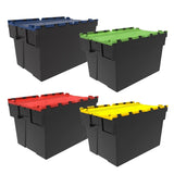 Loadhog Heavy Duty Plastic Storage Container with lid 65 L (Four Colours), Blue / 1, Filstorage
