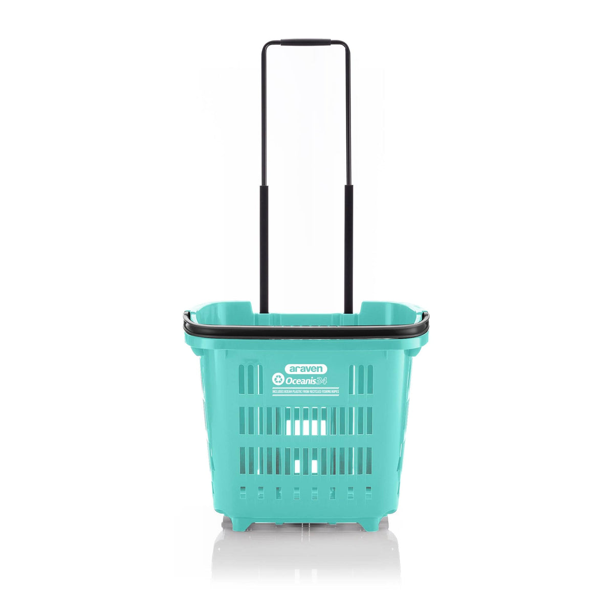 Set of 5 Bundle: Plastic Shopping Trolley Basket 34L (6 Colours), Oceanis, Filstorage