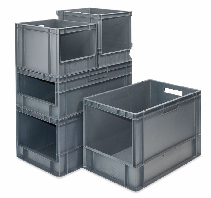 Open Front Euro Stacking Containers 25L 270mm H x 300mm W x 400mm D, 25L (Pack of 5) 400 x 300 x 270mm, Filstorage