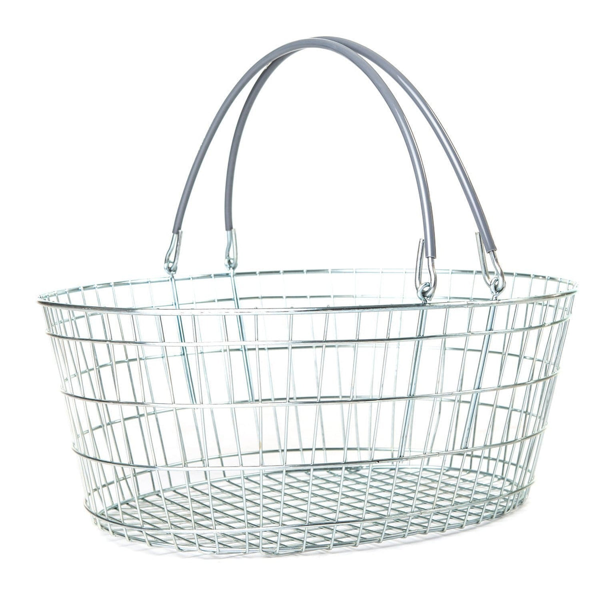 Oval Wire Shopping Basket - Grey Handle, Grey / 1, Filstorage