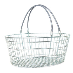 Oval Wire Shopping Basket - Grey Handle, Grey / 1, Filstorage