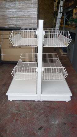 Wire Basket for Shop Shelving, White Basket 1000mm wide, Filstorage