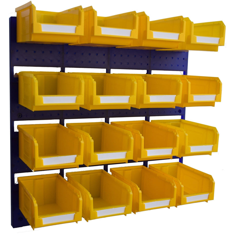 Wall Storage Kit 16 Plastic Parts Bins & Panel (VPB05), VPB05, Filstorage