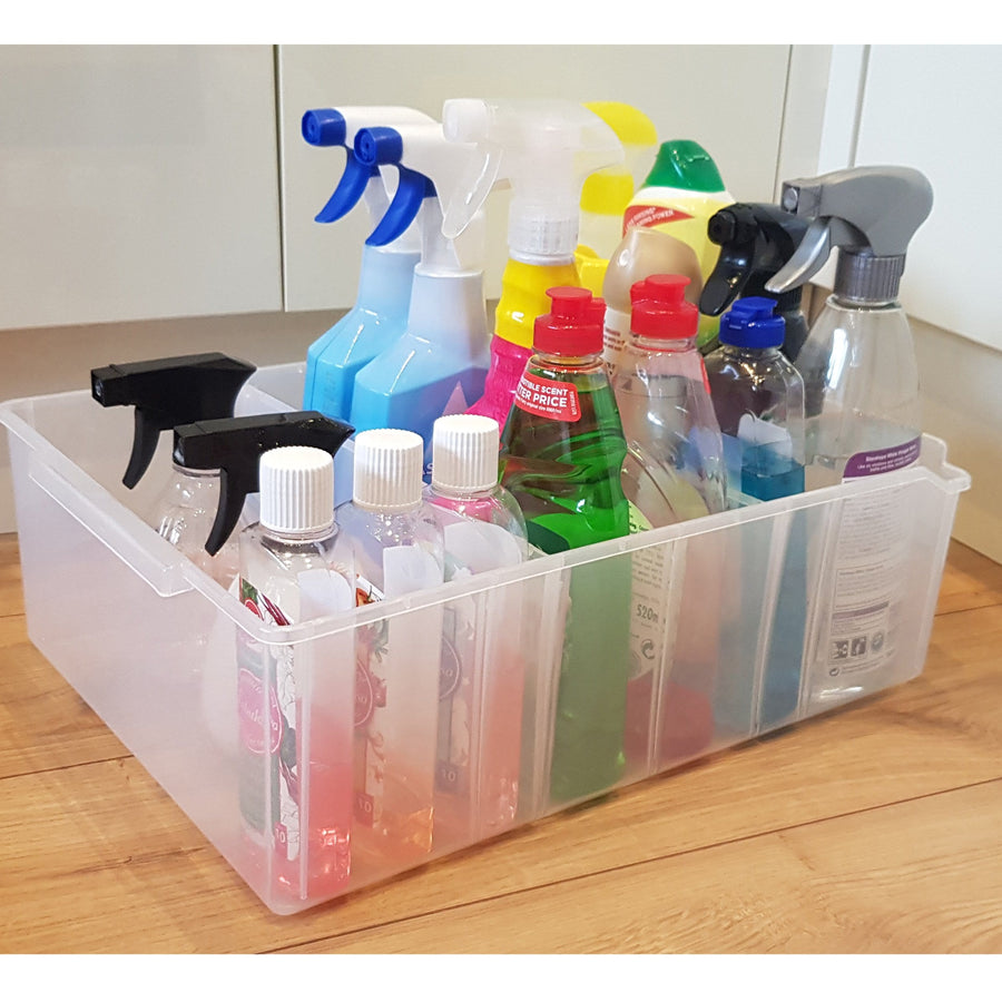 Clear Plastic Storage Box Organiser Under Sink Cupboard Wardrobe Container 110mm H, 405 (415x300x135), Filstorage