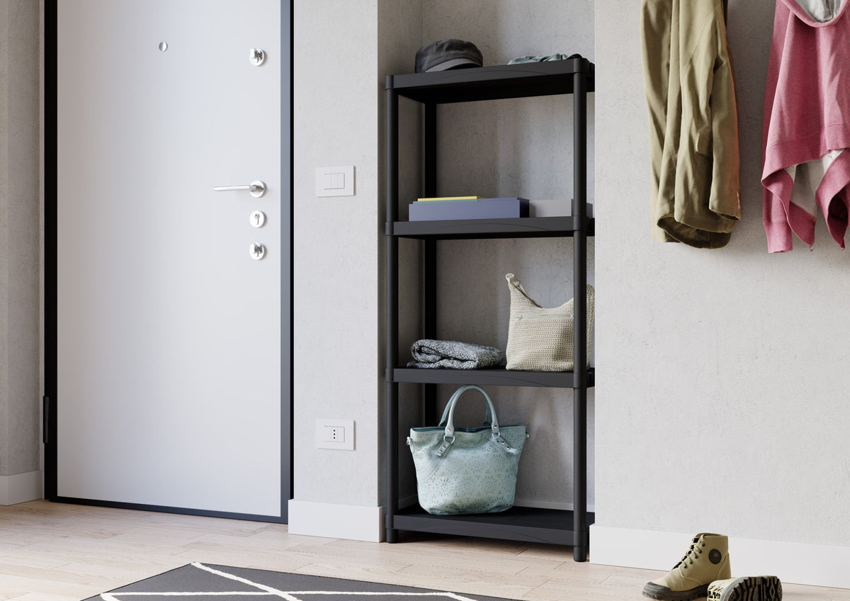 Solid Recycled Plastic Shelving 25kg Per Level 4 Shelves 1350mm H x 750mm W x 300mm D, 1230/4, Filstorage