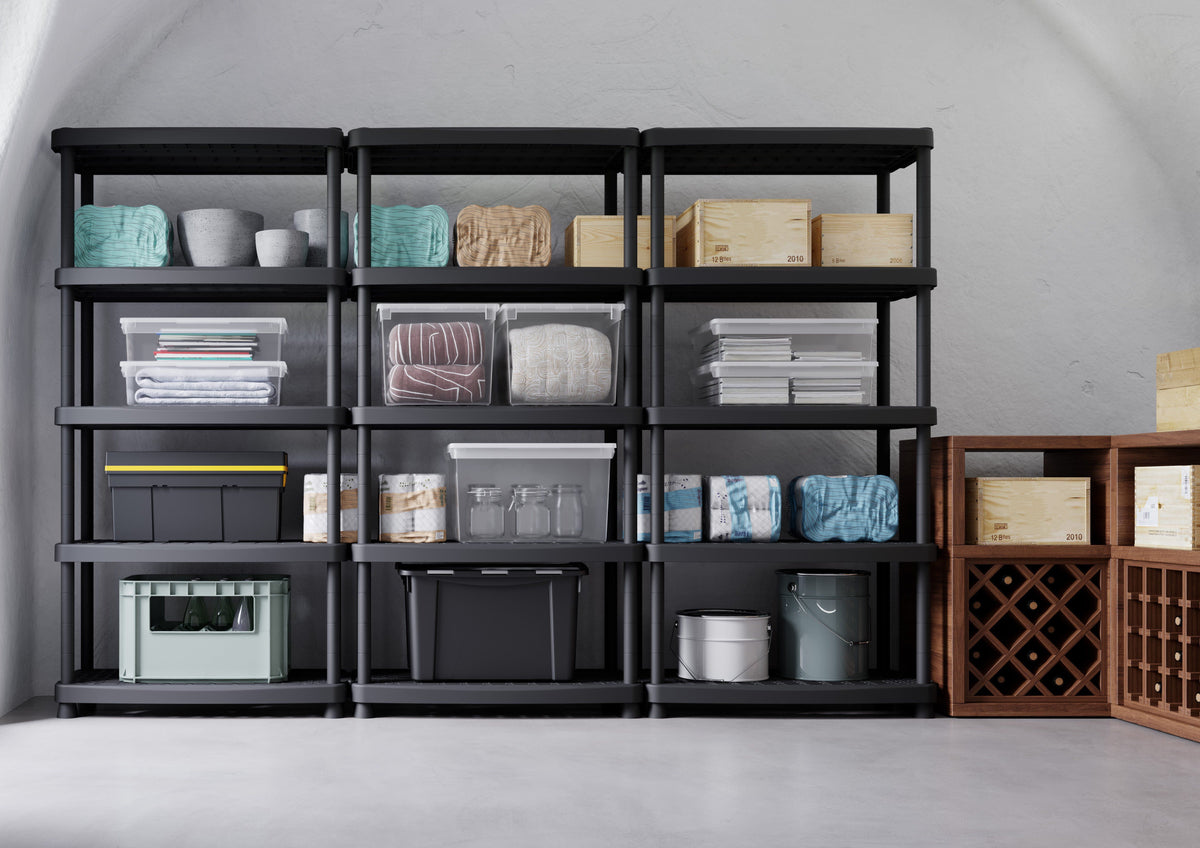 Solid Recycled Plastic Shelving 25kg UDL 5 Levels 1650mm H x 600mm W x 300mm D, 3060S/5, Filstorage