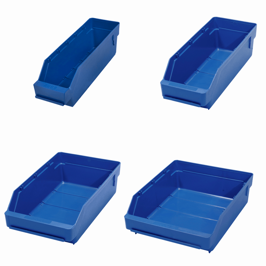 Stemo Open Front Plastic Parts Shelf Bins 300mm Long Range, 90mm / 1 Bin, Filstorage