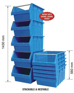Large Stack & Nest Bin Supra 8 Stacking Storage Bin - BLUE 300mm H x 425mm W x 600mm D, FBSUP8 BLUE, Filstorage