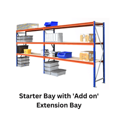Heavy Duty Warehouse Longspan Racking Shelving System Starter Bay (500kg per level), 2m / 950mm / 600mm, Filstorage