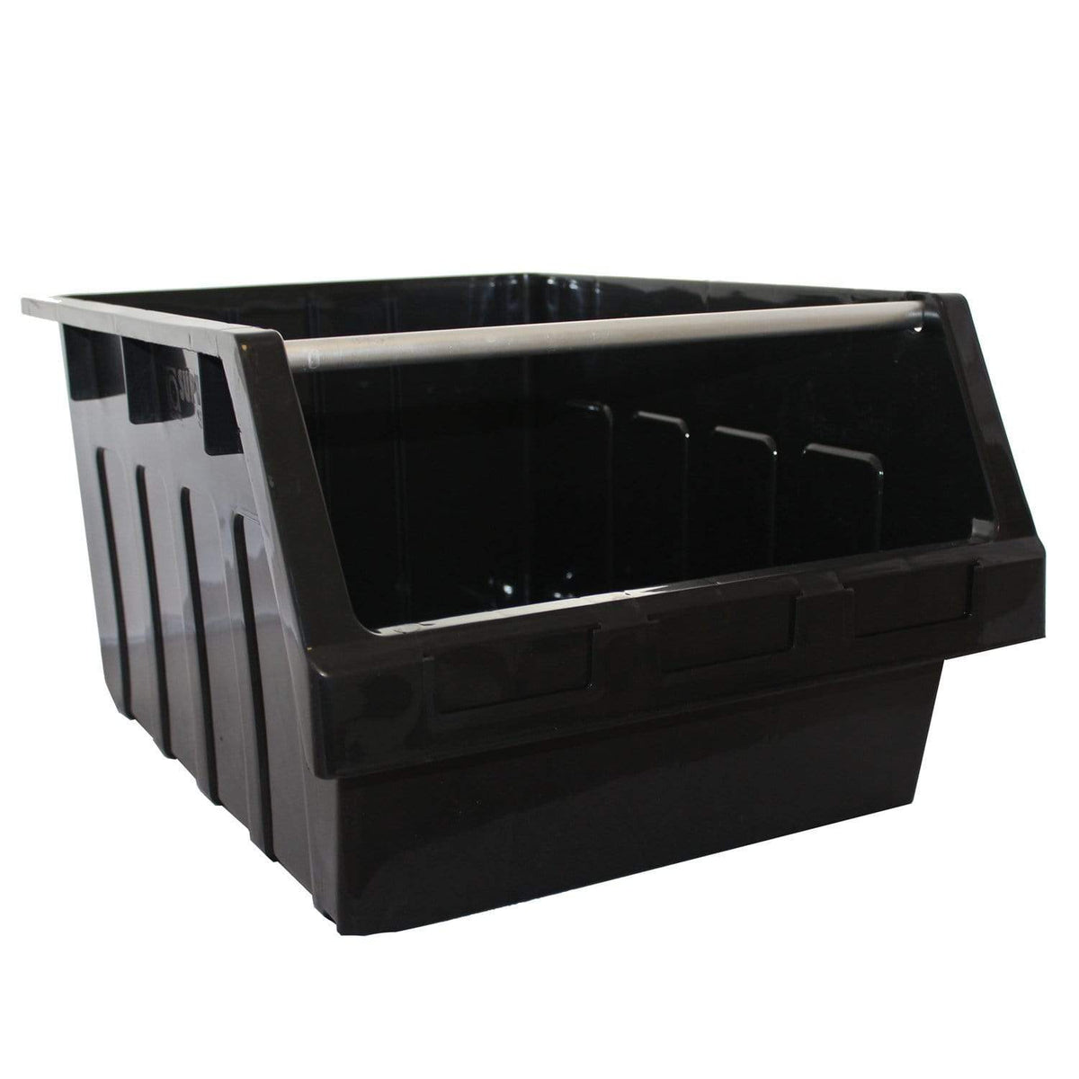 Large Stack & Nest Bin Supra 8 Stacking Storage Bin - Black 300mm H x 425mm W x 600mm D, FBSUP8 RECY, Filstorage