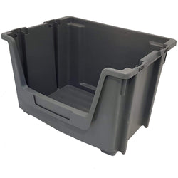 Grey Large Open Front Stacking Storage Pick Bin Containers 50L, Default Title, Filstorage
