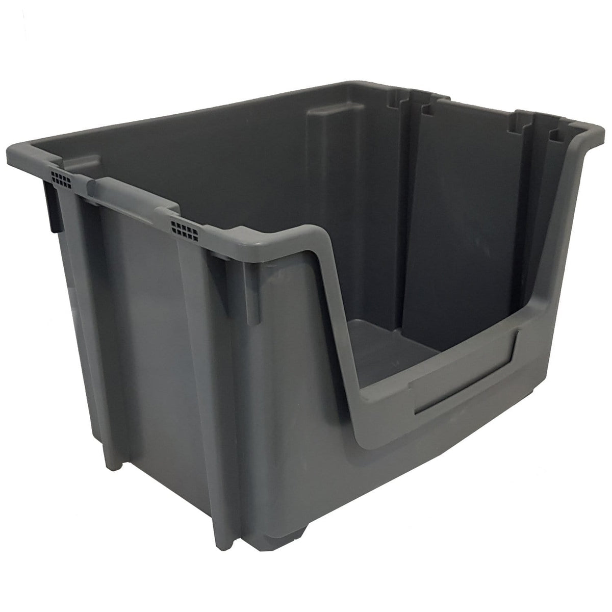 Grey Large Open Front Stacking Storage Pick Bin Containers 50L, Default Title, Filstorage