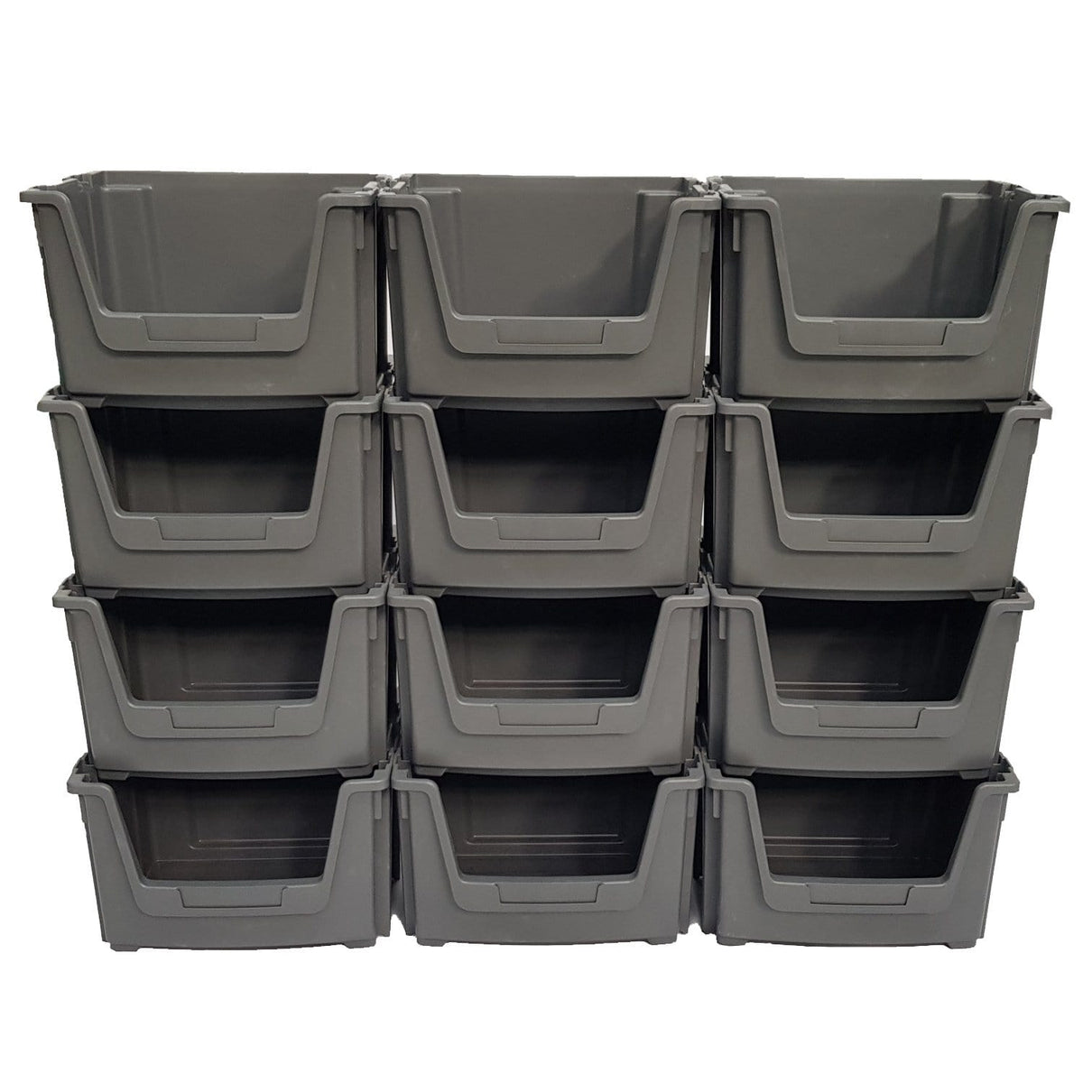 Large Open Front Stacking Storage Picking Wall - Grey, 12 Bin Wall, Filstorage