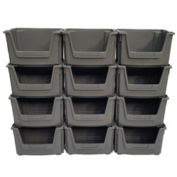 Large Open Front Stacking Storage Picking Wall - Grey, 12 Bin Wall, Filstorage