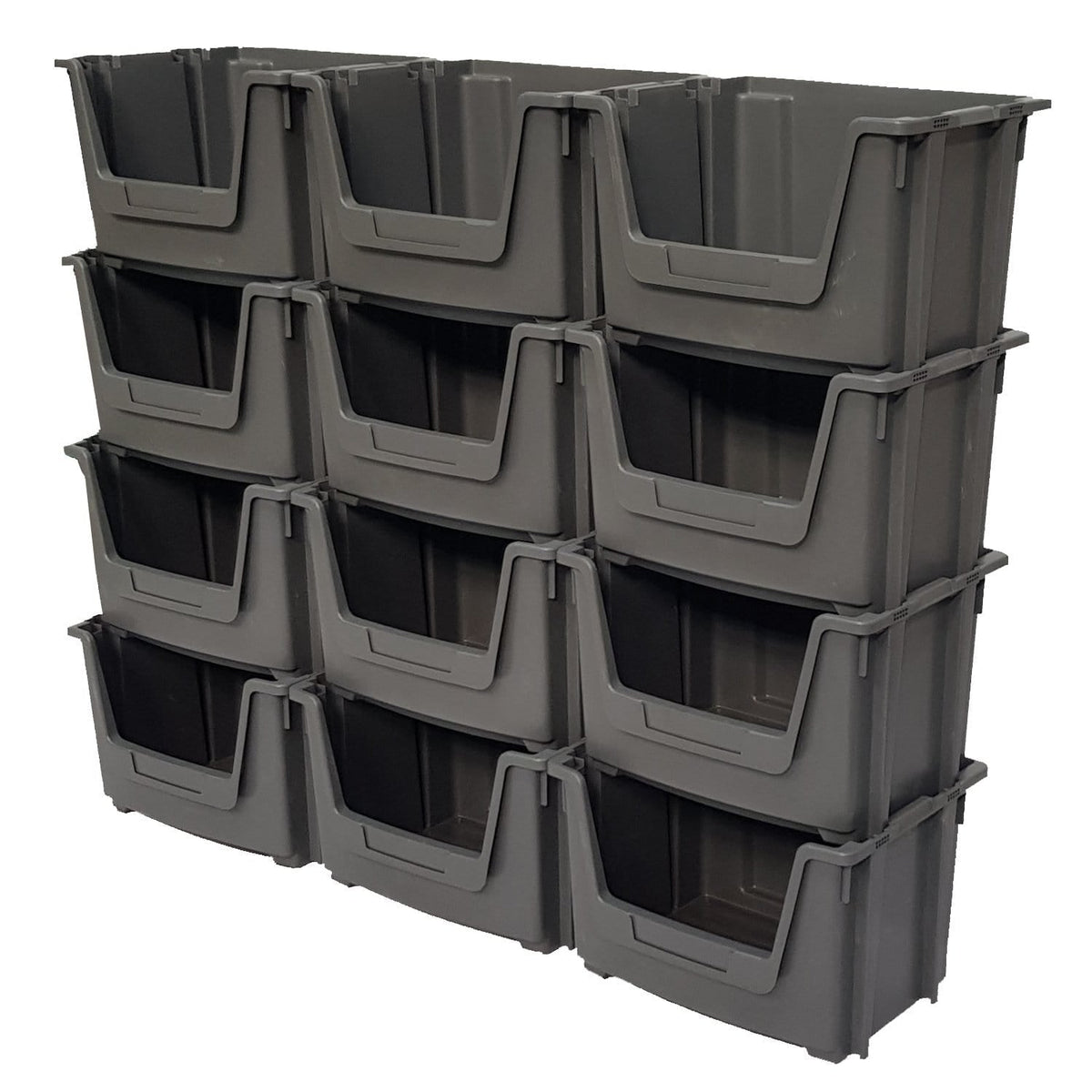 Large Open Front Stacking Storage Picking Wall - Grey, 12 Bin Wall, Filstorage