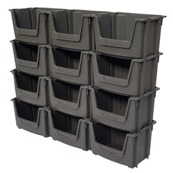 Large Open Front Stacking Storage Picking Wall - Grey, 12 Bin Wall, Filstorage