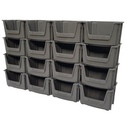 Large Open Front Stacking Storage Picking Wall - Grey, 12 Bin Wall, Filstorage