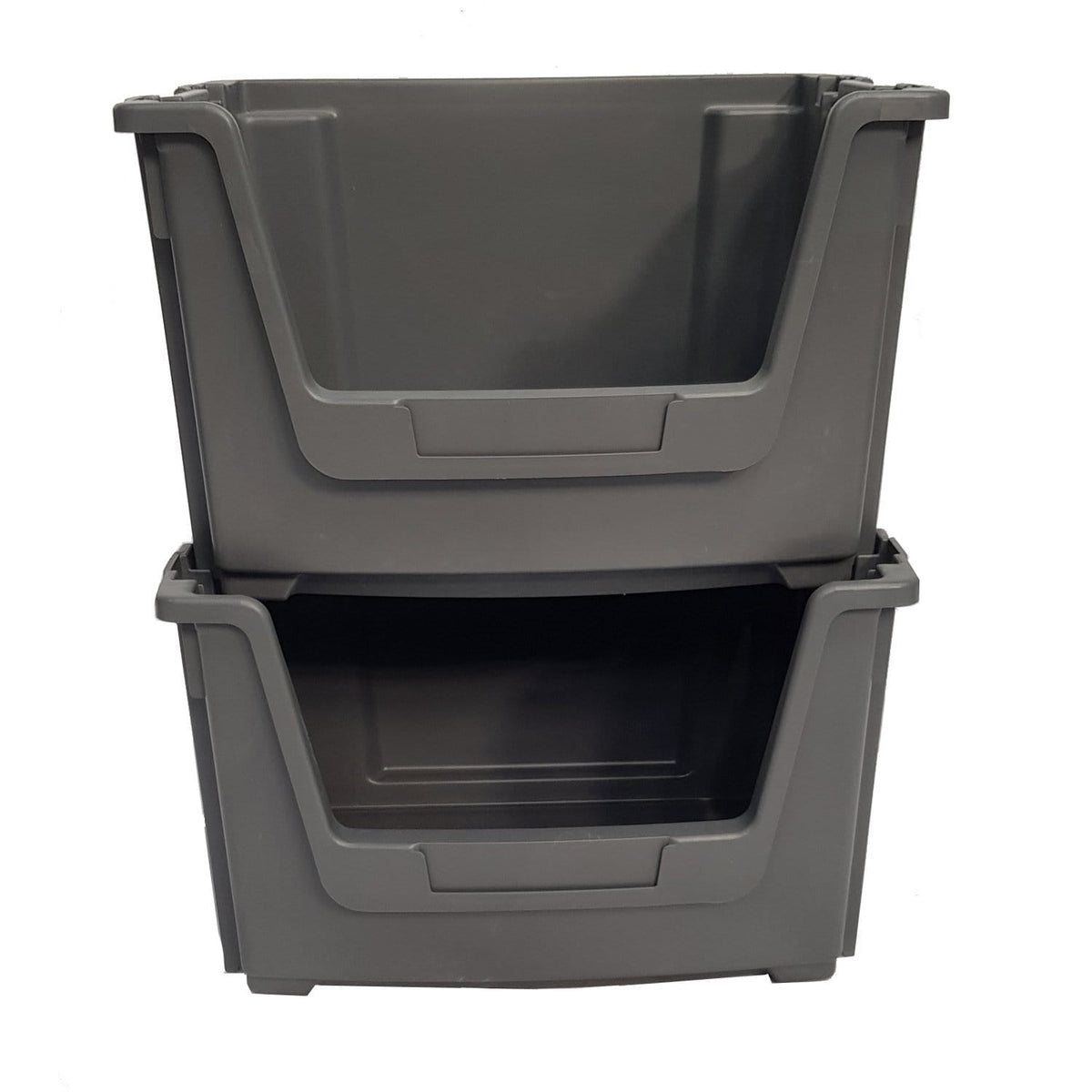 Grey Large Open Front Stacking Storage Pick Bin Containers 50L, Default Title, Filstorage