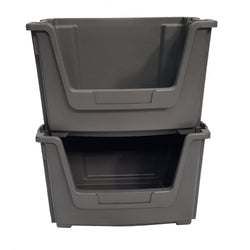 Grey Large Open Front Stacking Storage Pick Bin Containers 50L, Default Title, Filstorage
