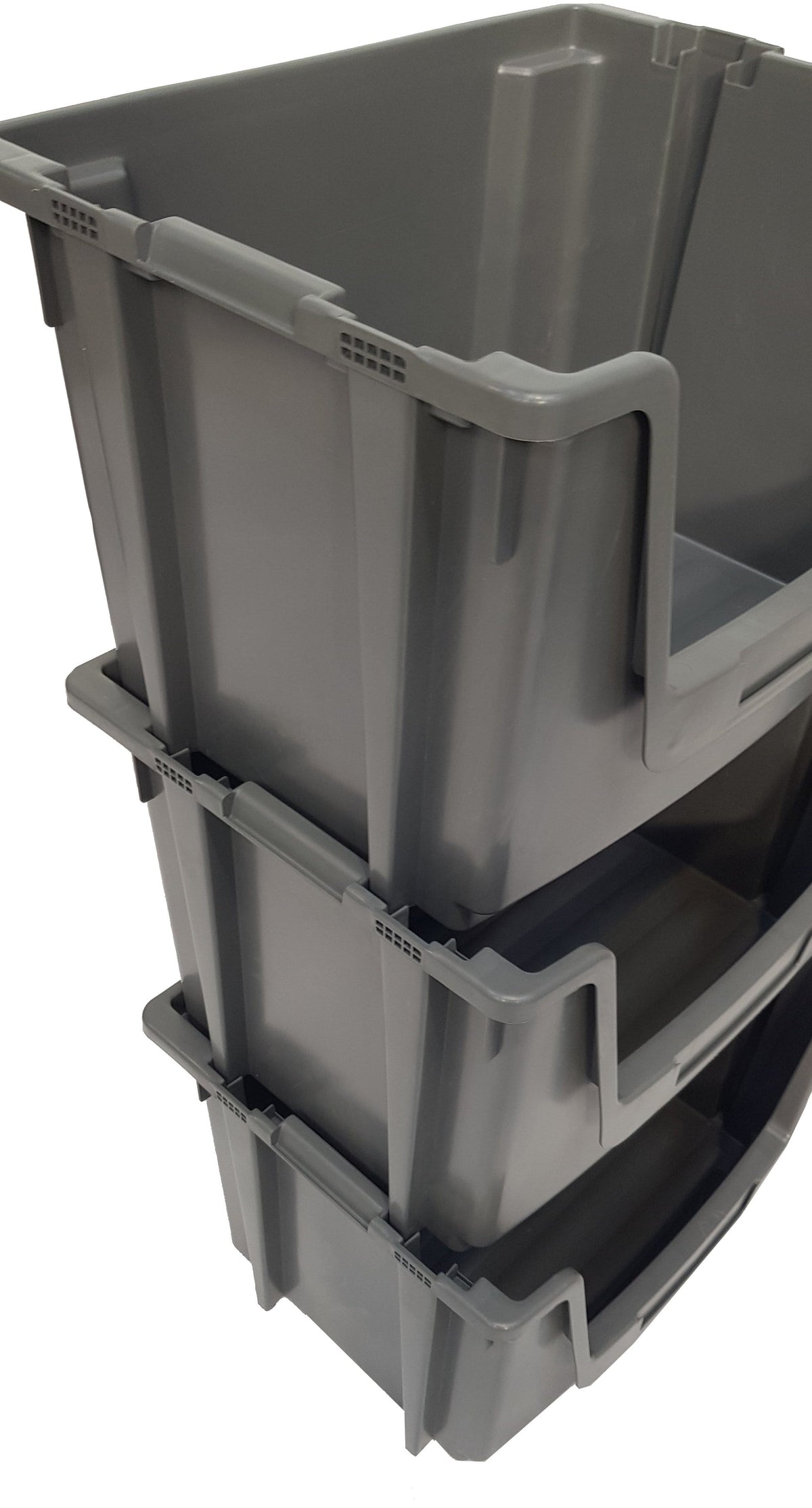 Grey Large Open Front Stacking Storage Pick Bin Containers 50L, Default Title, Filstorage