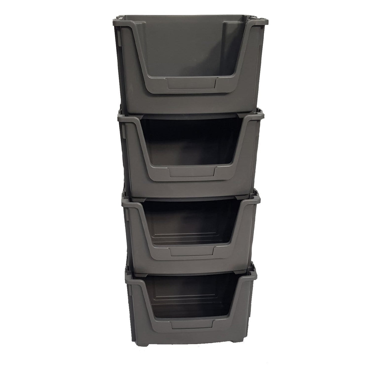 Grey Large Open Front Stacking Storage Pick Bin Containers 50L, Default Title, Filstorage